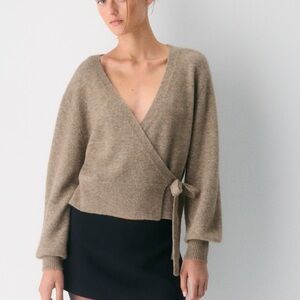 Wilfred Brown V-Neck Wrap Sweater
